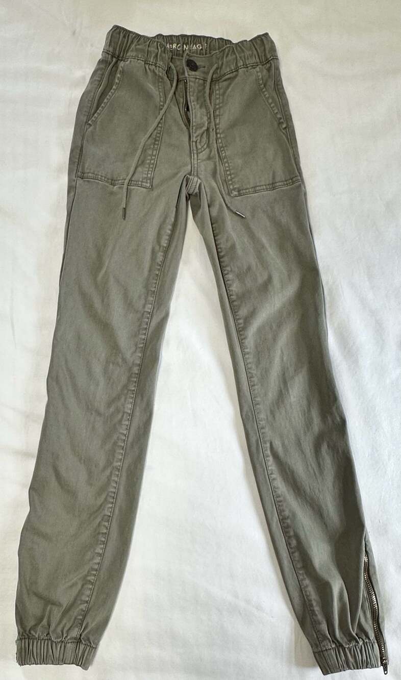 American Eagle Olive Green Super Stretch Utility Jogger Pants With Ankle Zippers